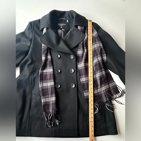 NWT Forecaster of Boston Black Wool Blend Pea Coat Women’s Petite XL PXL $220 - Picture 5 of 7